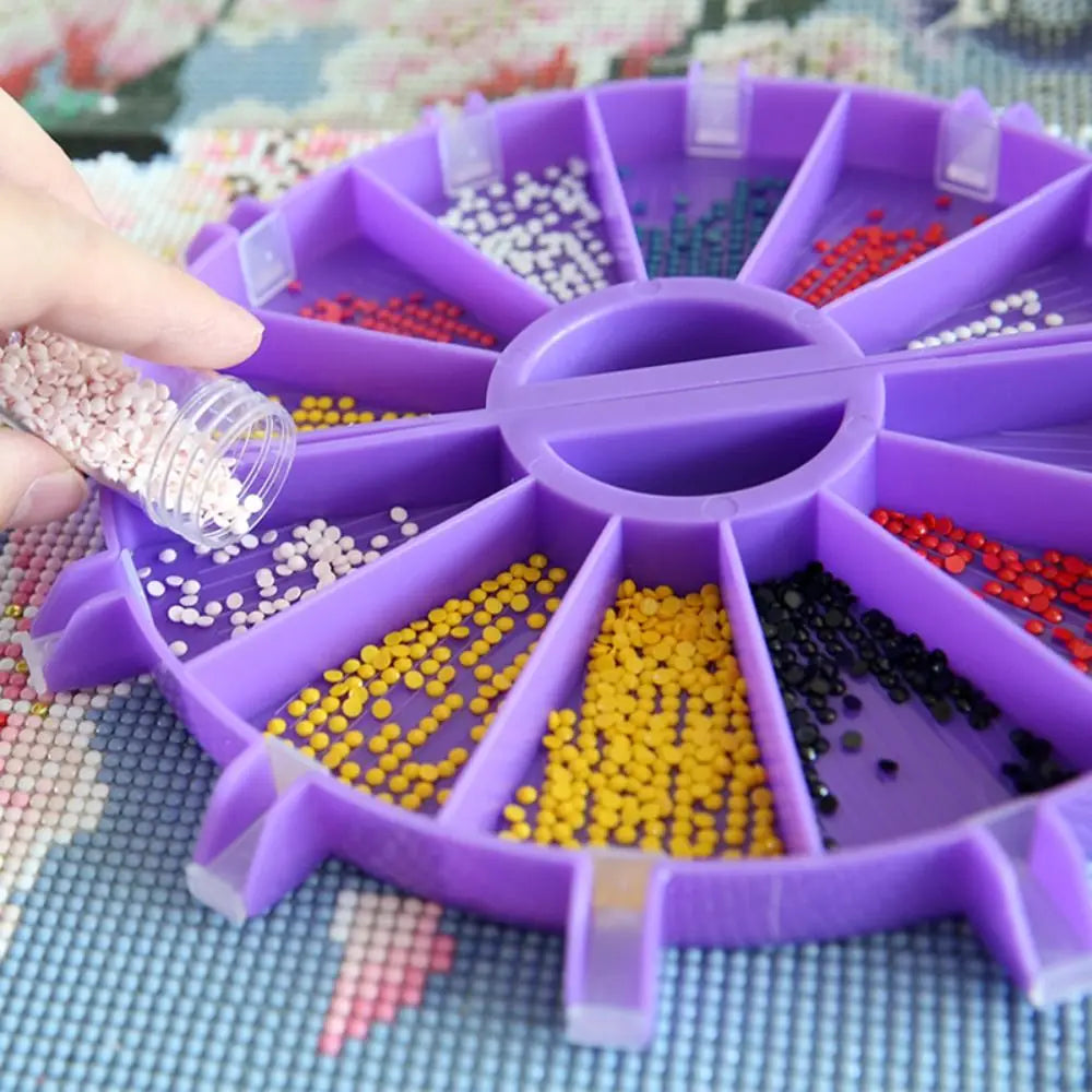 6-Grid Diamond Painting Tray Kit – Large Capacity Drill Plate, Beading Plate, and Cross Stitch Tools with Diamond Painting Pen