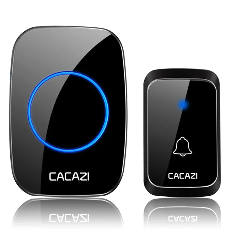 CACAZI A06 DC Battery-Operated Wireless Waterproof Doorbell – 300M Remote, 36 Chimes, Cordless Home Call Bell
