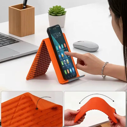 Foldable Silicone Phone Holder Stand - Adjustable Multi-Angle Desktop Stand for iPhone, iPad & Tablet