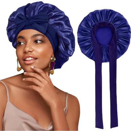 New Satin Sleeping Hat for Women – Stretchy Tie Band, Adjustable Night Shower Cap, Hair Head Cover Bonnet Turban