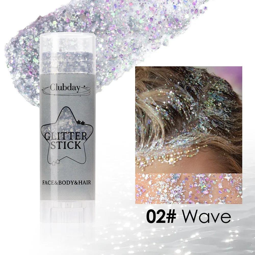 Sparkling Sequins Glitter Gel Stick – High-Gloss White & Pink Eyeshadow for Face, Body & Stage Makeup