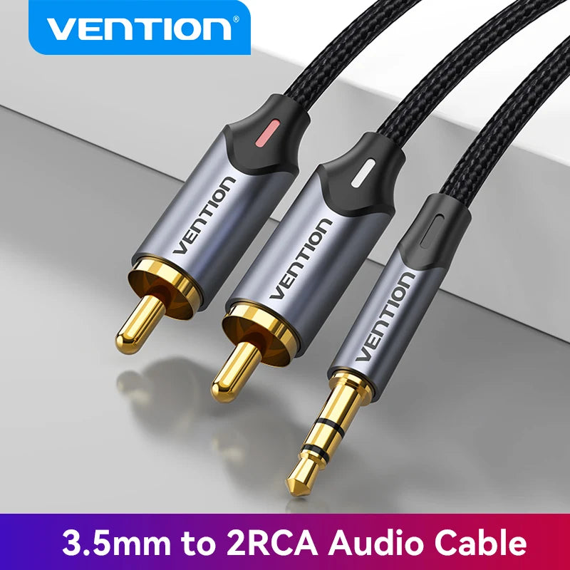 Vention 3.5mm to 2RCA RCA Audio Cable – Stereo Splitter Jack Cord for Smartphone, Amplifier & Home Theater AUX Connection