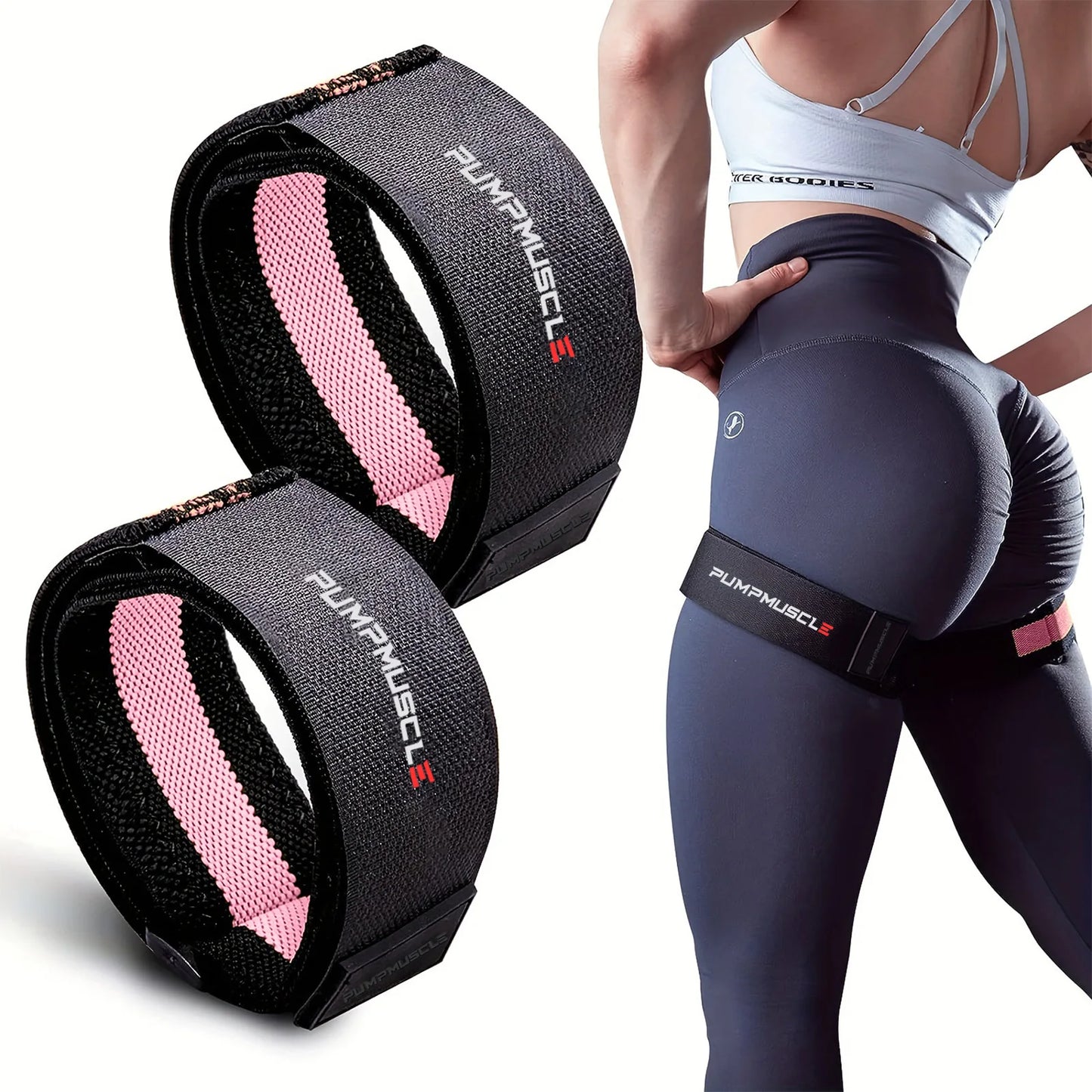 2PCS Adjustable Blood Flow Restriction Bands for Legs – BFR Training Straps for Muscle Growth, Strength & Glute Workouts
