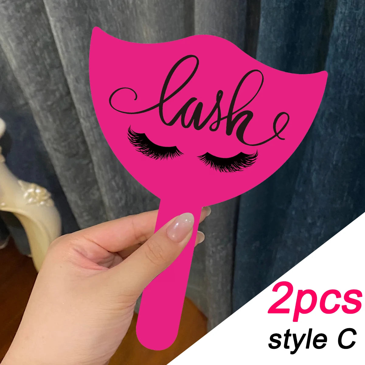2PCS Eyelash Technician Photo Prop Cards — Soft PVC Handheld Lash Beauty Display Tools for Salon & Social Media