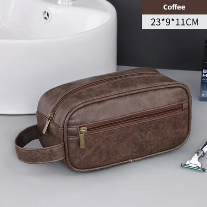 Multi-Pocket Waterproof PU Toiletry Bag – Hanging Travel Makeup & Cosmetic Organizer for Men & Women Essentials Wash Bag