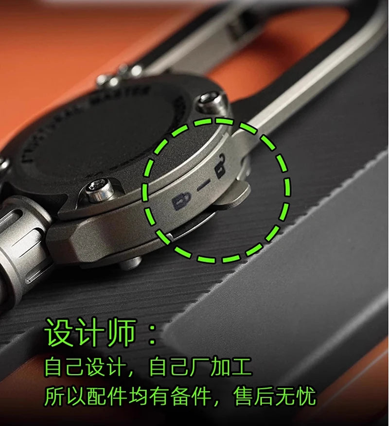 Titanium Alloy & Aluminum Carabiner Keychain — Retractable Anti-Lost Mountaineering Buckle for Men, Car Key Gift