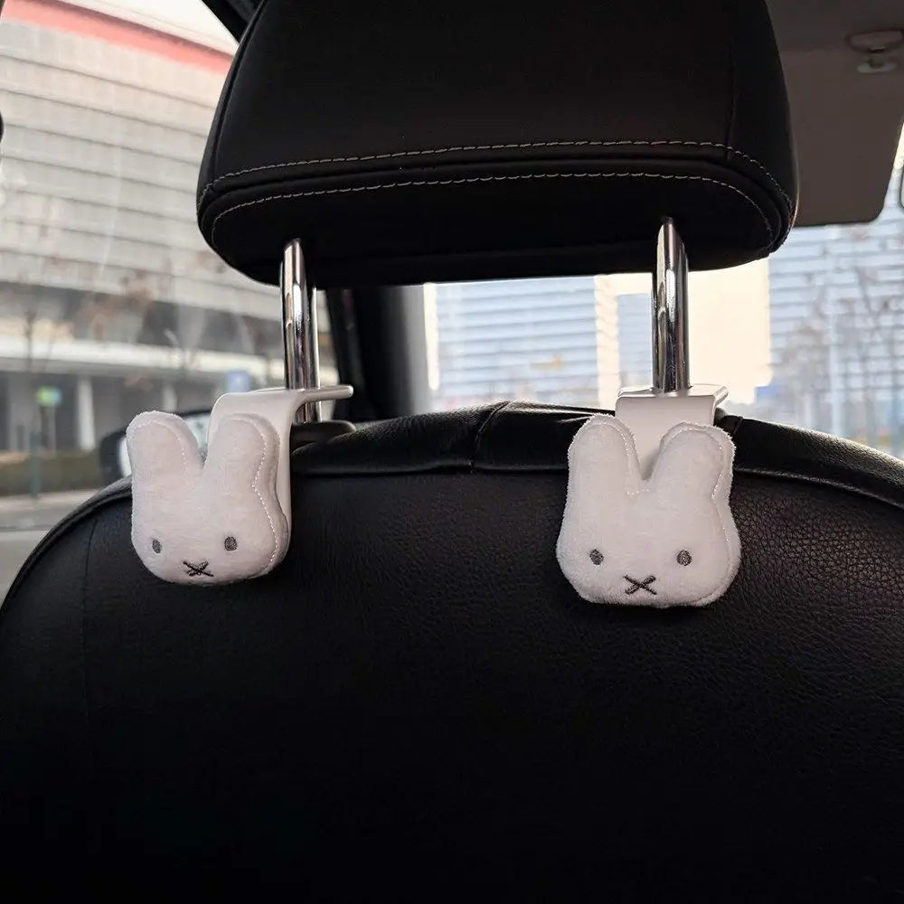 Miffy Rabbit Car Hook Set - 2PCS Cute Multifunctional Seat Backrest Storage Decor