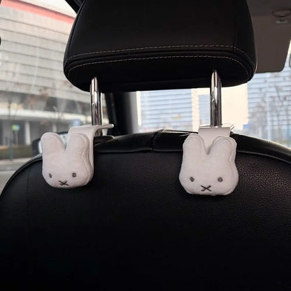 Miffy Rabbit Car Hook Set - 2PCS Cute Multifunctional Seat Backrest Storage Decor