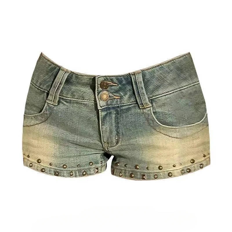 Summer Women’s Y2K Streetwear Gyaru Harajuku Vintage Low Rise 2000s Denim Jean Shorts Hot Pants