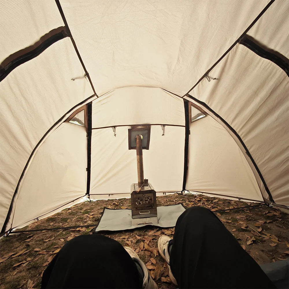 Fireproof Hot Tent for 2 People – Waterproof Extend Dome with Stove Jack & Snow Skirt, 4-Season Camping, Hiking, Hunting Winter Shelter