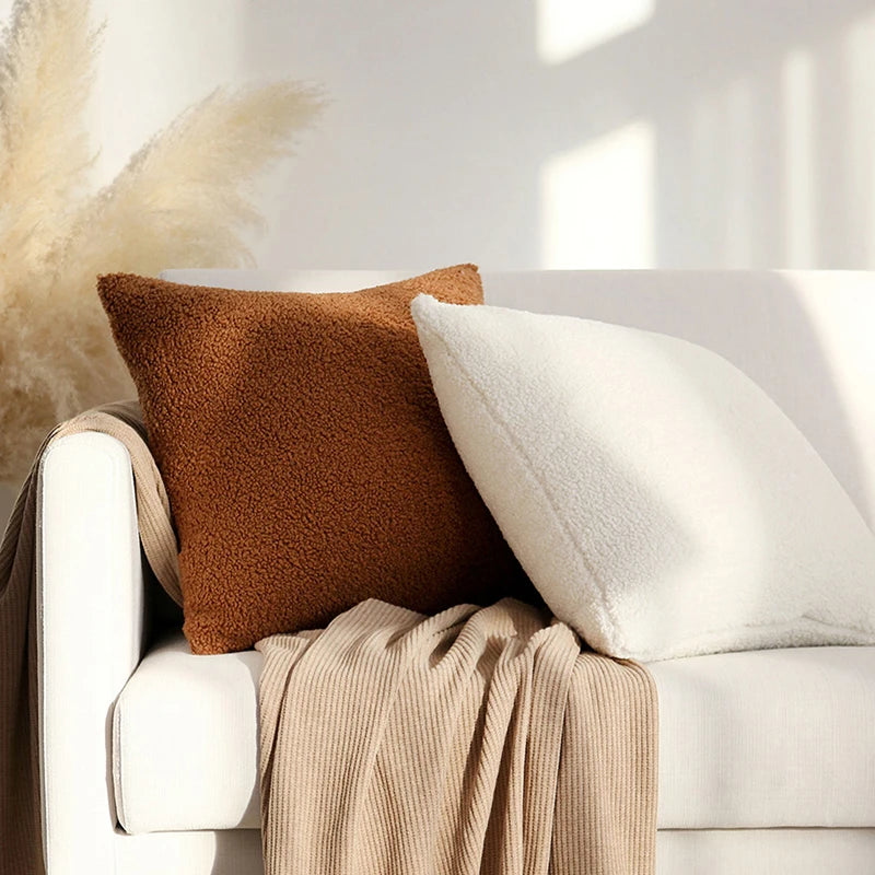 Plush Decorative Throw Pillow Cover 45x45cm – Soft Sofa Cushion Case for Living Room Home Décor Pillowcase