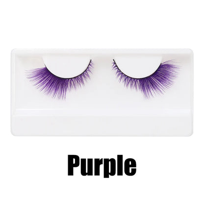 Colorful Halloween False Eyelashes – Blue, Red & Pink Cosplay Fake Lash Extensions for Makeup Looks
