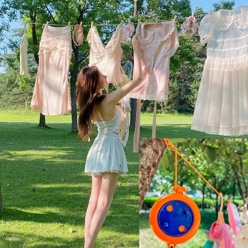 10M Retractable Clothesline — Portable Outdoor Travel & Windproof Laundry Drying Rack for Camping & Home