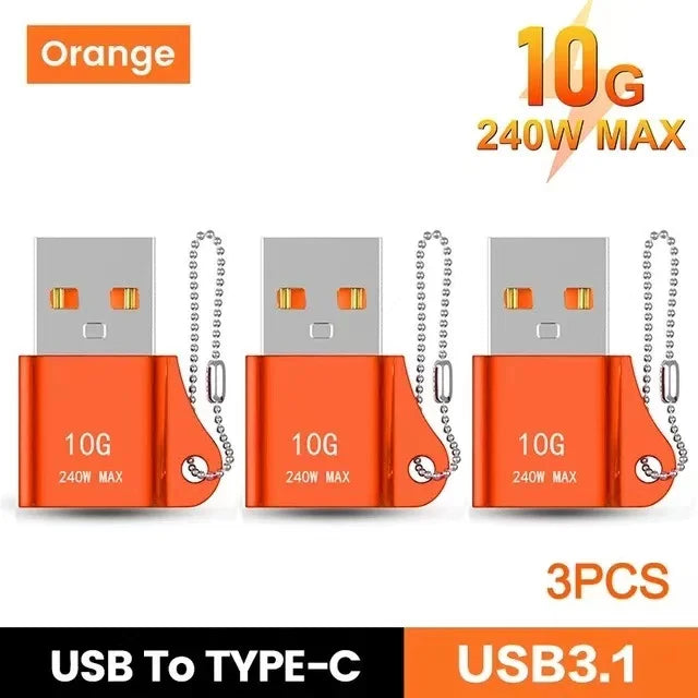USB to Type-C Adapter — 10A OTG USB 3.0 Male to Female Converter for Fast Charging & Data Transfer, Compatible with MacBook, iPhone, Samsung