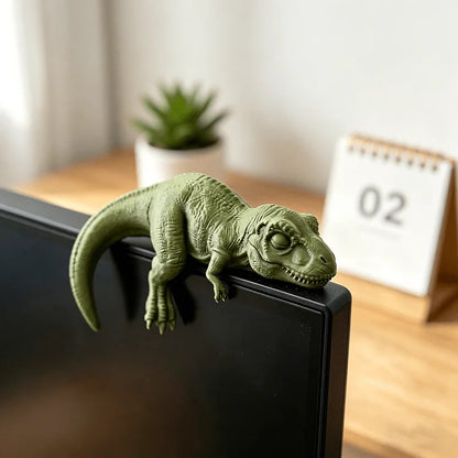 Sleeping T-Rex Monitor Topper - 3D Printed Mini Dinosaur Figurine for Desk, Monitor & Shelf Decor
