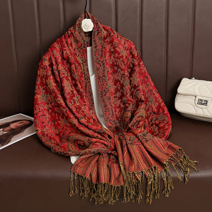 Luxury Autumn Cashmere Pashmina Shawl – Warm Winter Scarves for Women, Printed Cotton Foulard Stole Scarf 2023