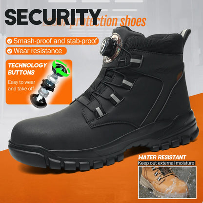 Men’s Waterproof Steel Toe Safety Boots – Indestructible Work Shoes, Anti-Smash & Stab-Resistant Biker Boots