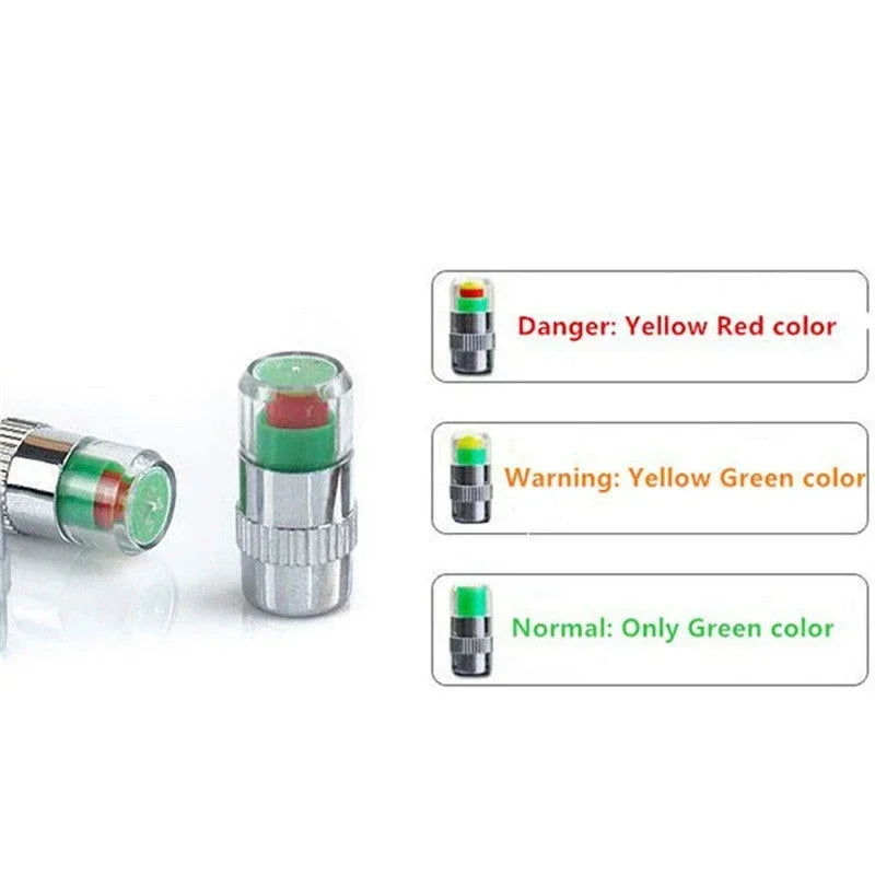 2/4PCS Car Tire Pressure Indicator - External Valve Cap Sensor for Monitoring and  Alerting Tire Pressure