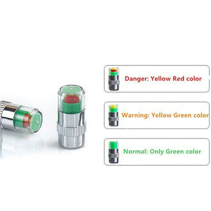 2/4PCS Car Tire Pressure Indicator - External Valve Cap Sensor for Monitoring and  Alerting Tire Pressure