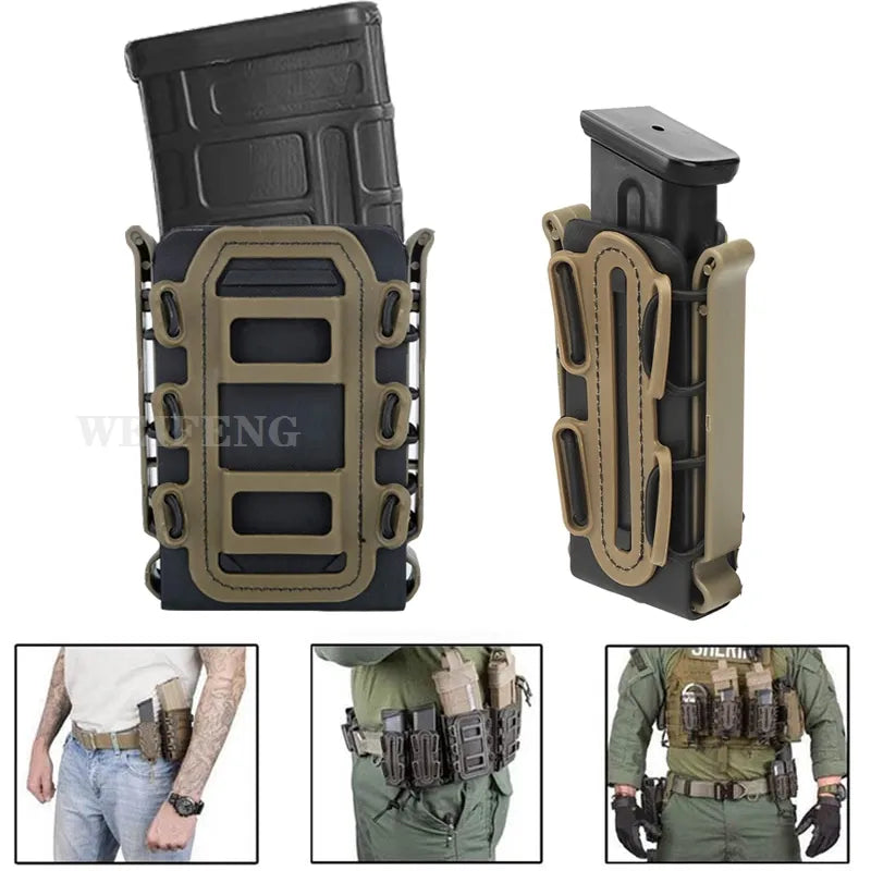 Tactical Molle Magazine Pouch | AR 15 M4 AK 47 7.62 5.56 9mm Scorpion | Fast Mag Holster Case Holder | Gun Hunting Airsoft Accessories
