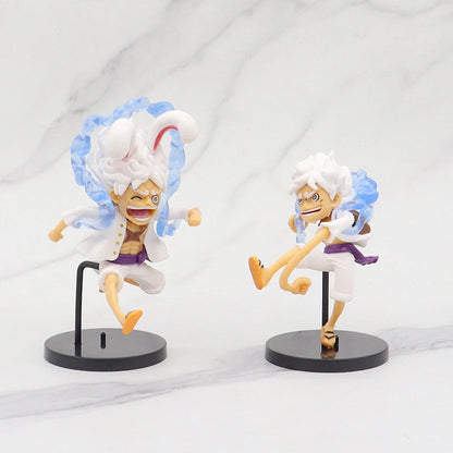 5PCS One Piece Figure Set – Gear 5 Nika Luffy Sun God PVC Anime Figurines, Q Version Cartoon Collection Dolls & Gifts