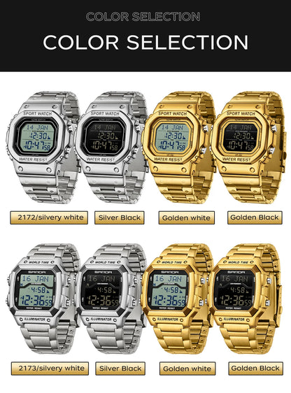 SANDA 2172/2173 Men’s Digital Watch - Multifunction Waterproof LED Electronic Wristwatch