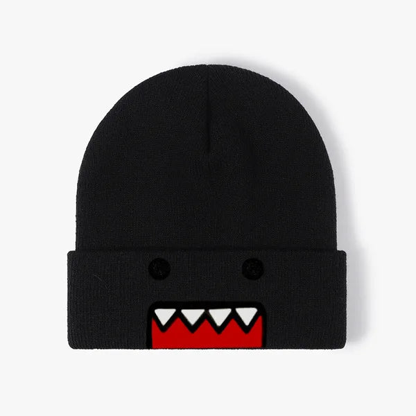 Domo-Kun Embroidered Knit Beanie - Warm Windproof Unisex Winter Hat with Casual Hip-Hop Style