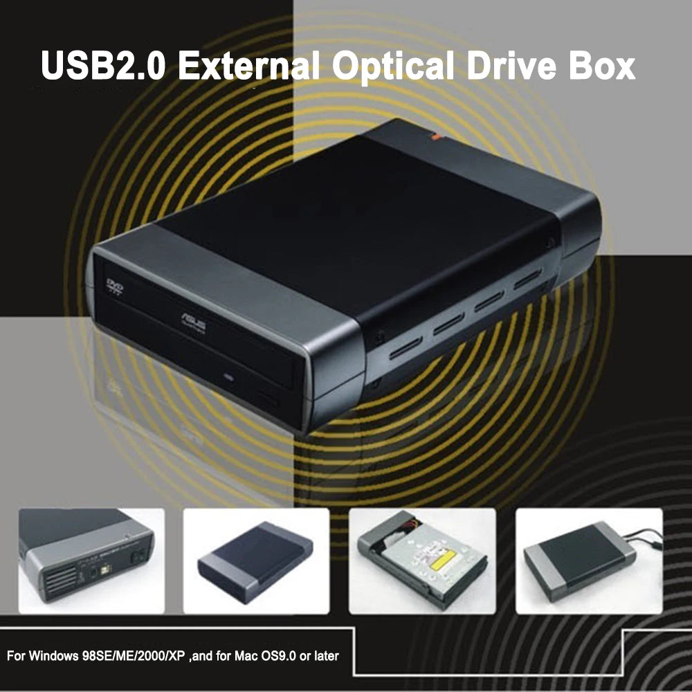 5.25-inch USB 2.0/3.0 SATA External Optical Drive Case – Enclosure Adapter for Windows, Mac & PC