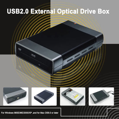 5.25-inch USB 2.0/3.0 SATA External Optical Drive Case – Enclosure Adapter for Windows, Mac & PC