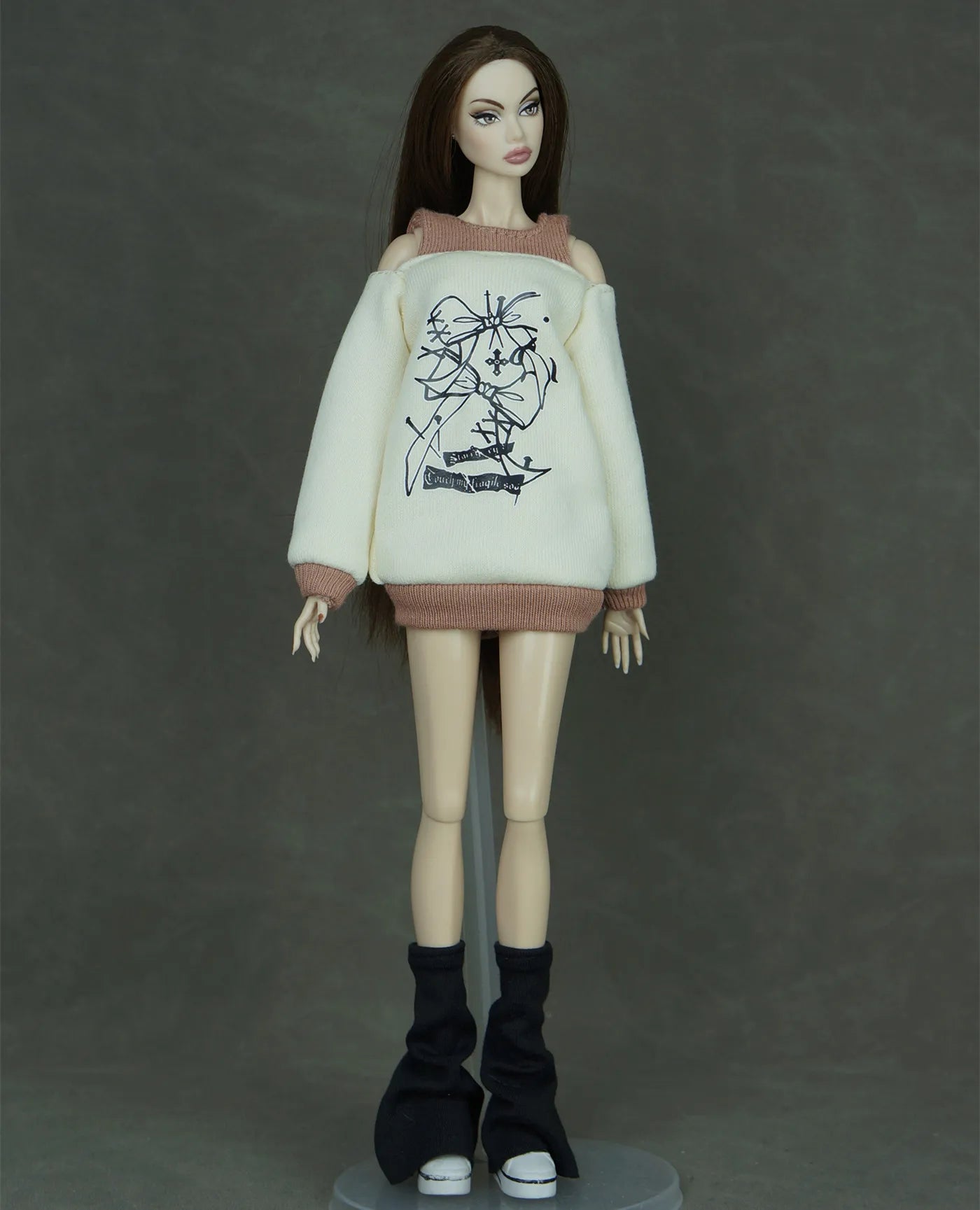 30cm Doll Clothes Set – Long Sleeve Shirt & Foot Covers for 1/6 OB/ST/FR/BB Dolls