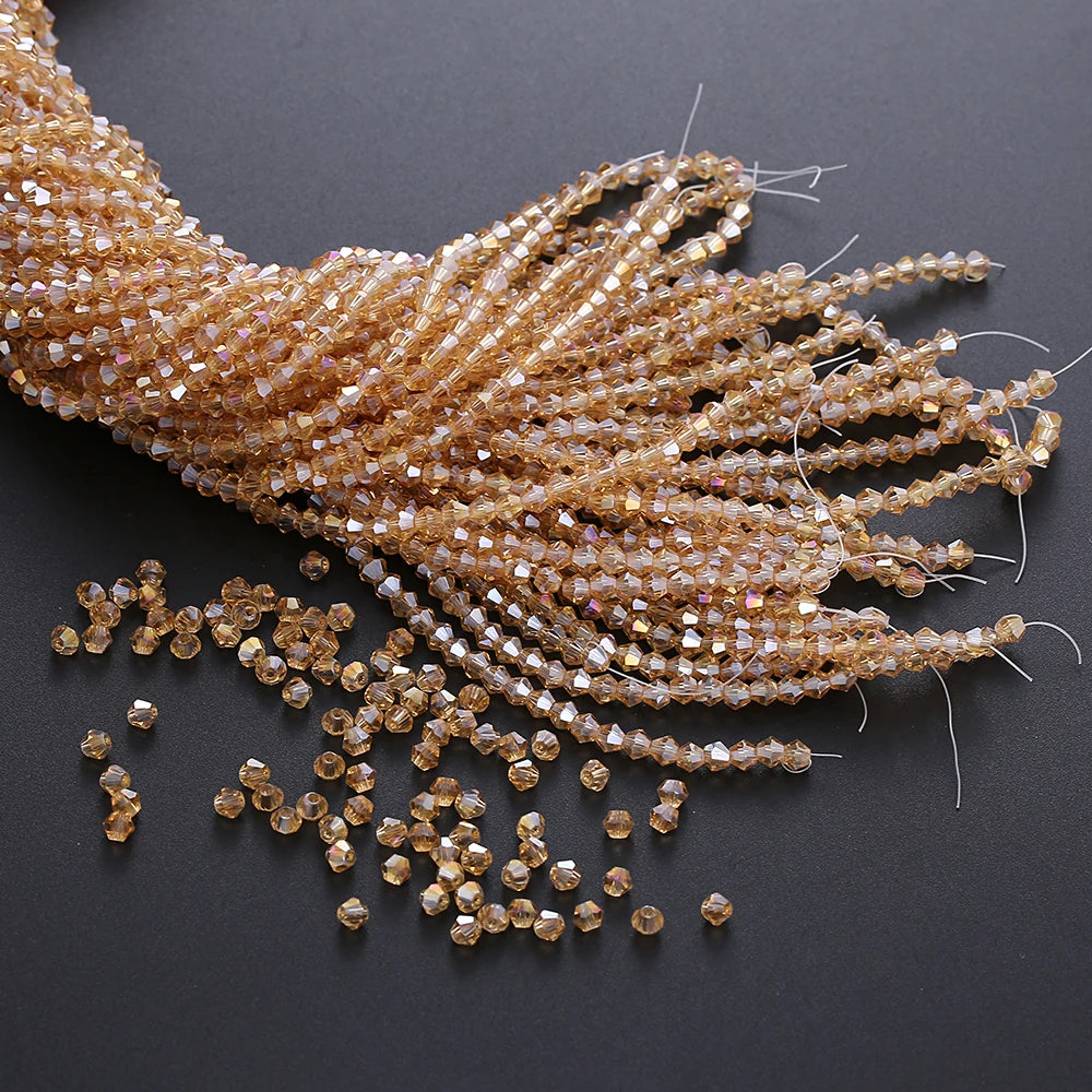 3/4mm Crystal Bicone Glass Beads - White Loose Faceted Beads for DIY Bracelets, Earrings & Jewelry Making