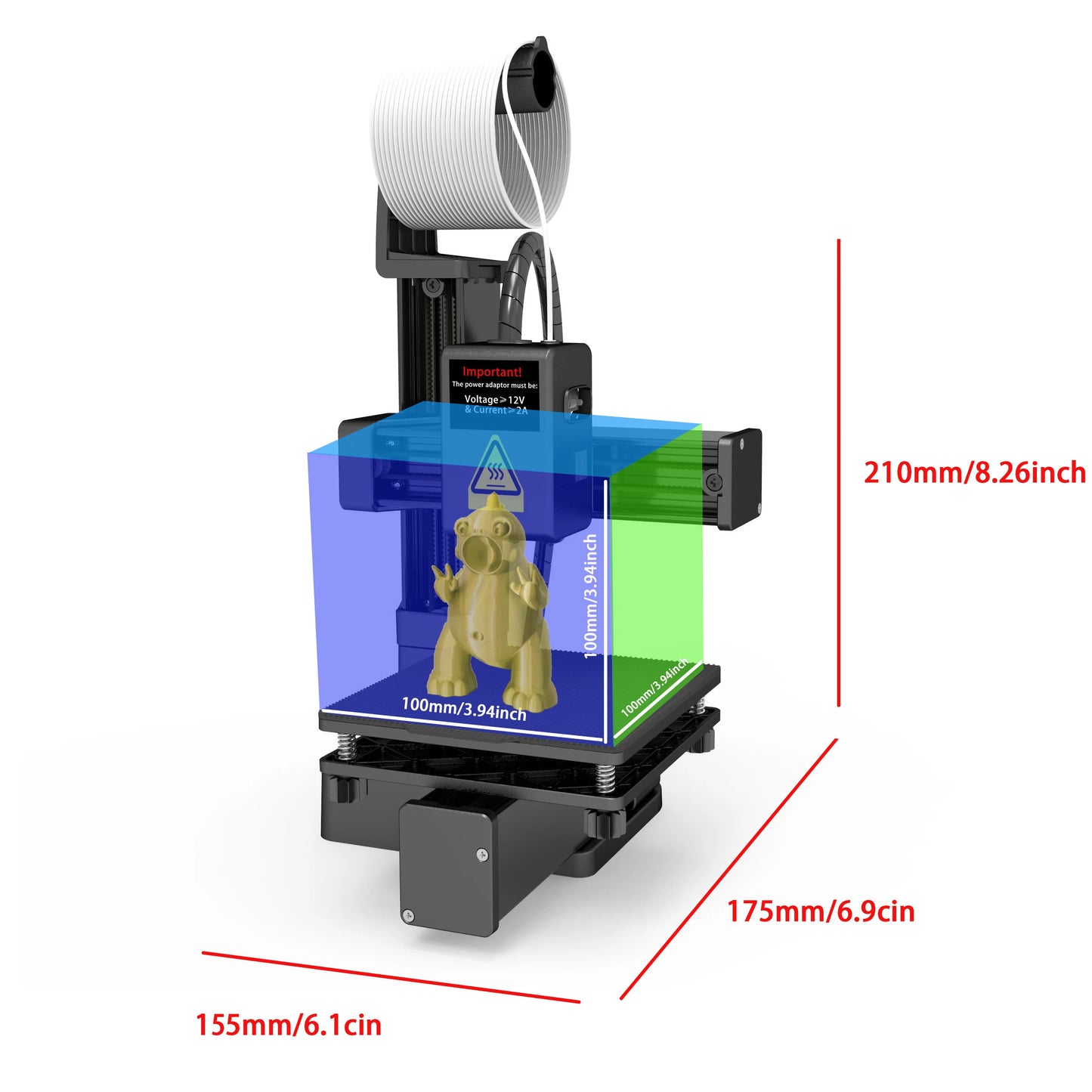 EasyThreed Entry-Level 3D Printer – Compatible with 1.75mm PLA & TPU Filament, Includes Power Adapter