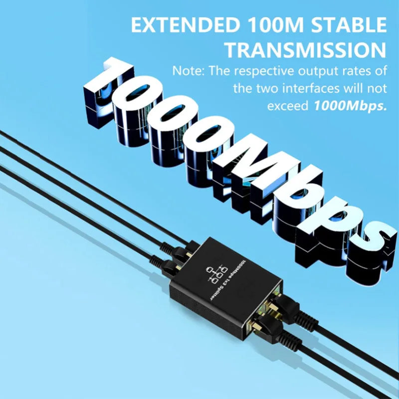 RJ45 Splitter 1-in-2/3/4 Out — 1000Mbps Gigabit Ethernet Network Adapter, Internet Extender & RJ45 8P8C Converter Plug