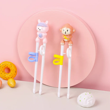 Cartoon Animal Baby Training Chopsticks - 1 Pair, Beginner Friendly Kids' Learning Tableware & Eating Helper Tools