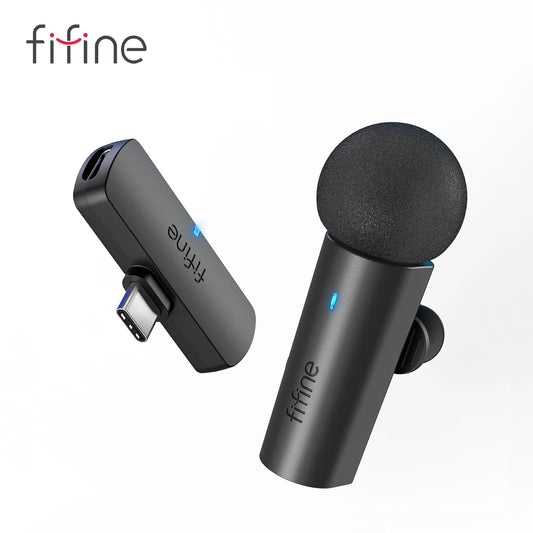 FIFINE Wireless Lavalier Microphone M6 – Type-C Mini Mic for Mobile, Tablet & Laptop, Ideal for Live Streaming, Vlog & Interviews