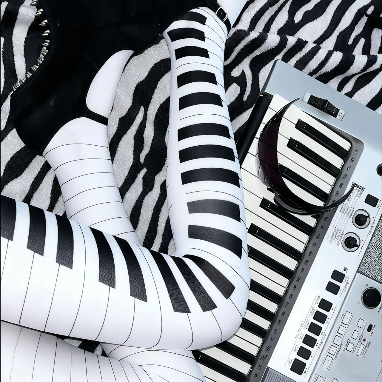 Y2K Graffiti Letter Thigh High Socks - 2000s Emo Harajuku Kawaii Long Socks