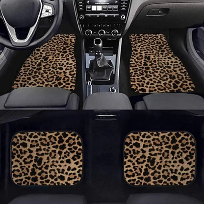 Leopard Print Car Floor Mats - 2PCS or 4PCS All-Weather Universal Fit for SUVs, Trucks & Limos