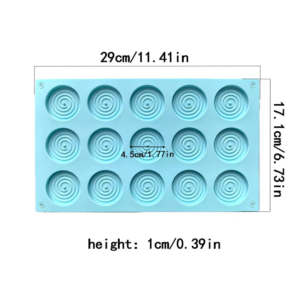 15-Hole Spiral Silicone Mold – Non-Stick Baking Tray for Mousse Cakes, Ice Cream, Pudding, Brownies, Gummies & Jelly Desserts