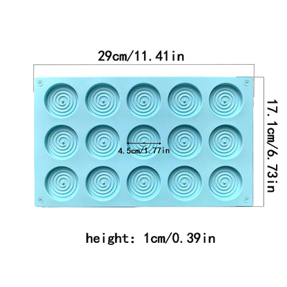 15-Hole Spiral Silicone Mold – Non-Stick Baking Tray for Mousse Cakes, Ice Cream, Pudding, Brownies, Gummies & Jelly Desserts
