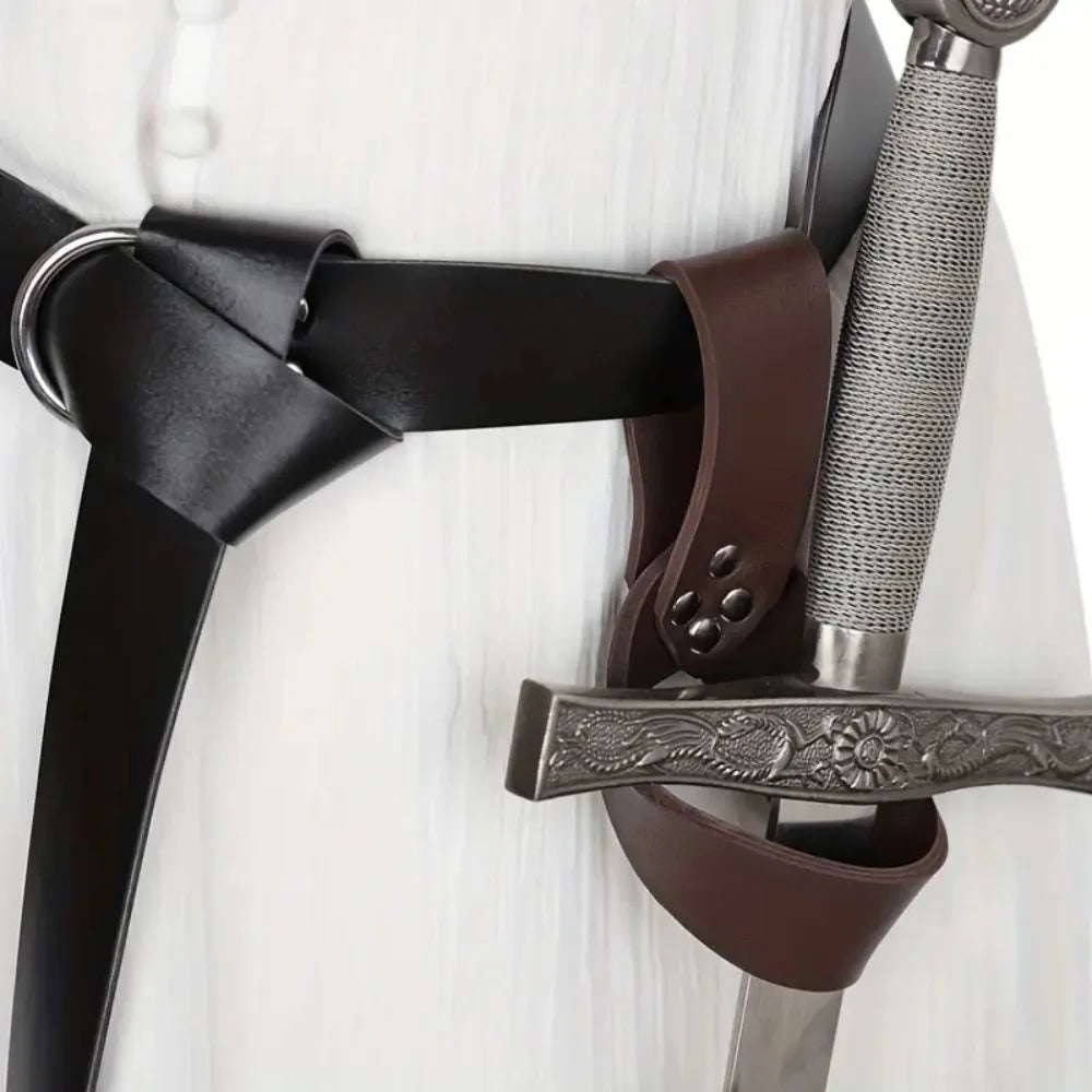 Medieval Knight & Viking Sword Scabbard – PU Leather Rapier and Dagger Holder for Halloween Cosplay