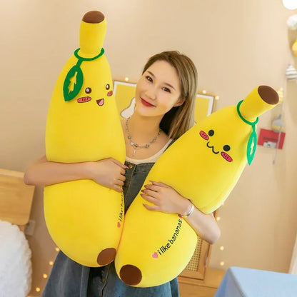 Banana Long Throw Pillow – Cute Super Soft Plush Leg Hug Doll for Bed, Perfect Girl Plush Toy