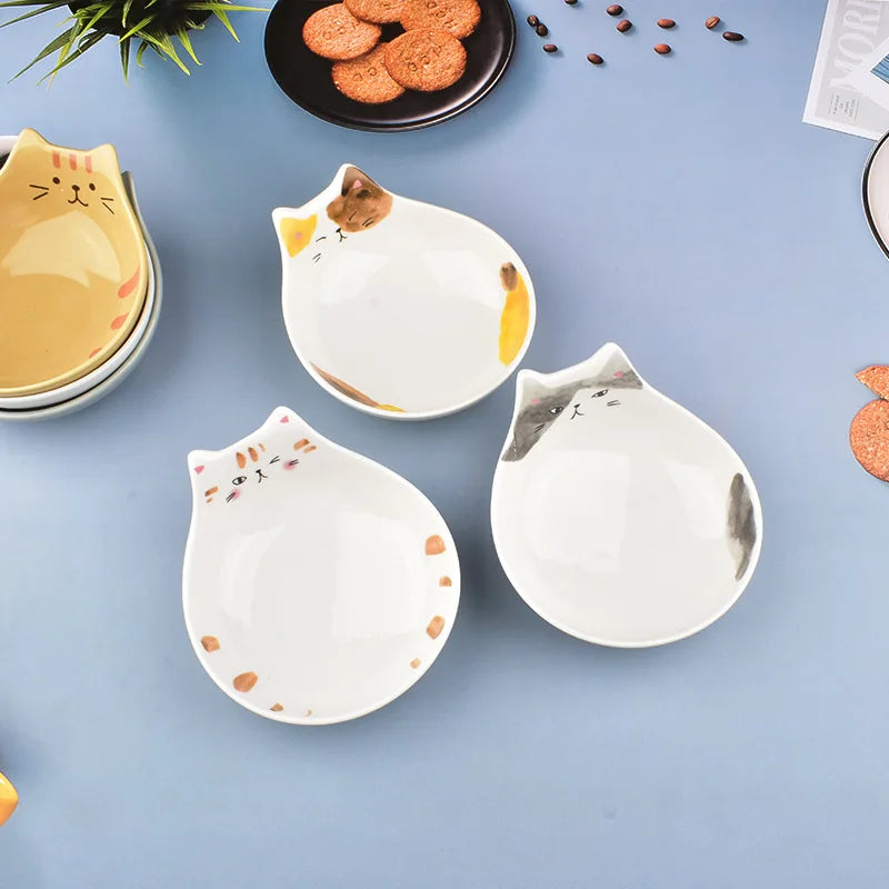 Cartoon Cat Face Ceramic Bowl — Cat-Shaped Salad, Dessert, and Rice Bowl for Kids, Home Kitchen Tableware