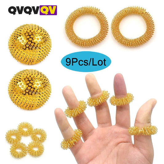 9pcs Hand & Foot Magnetic Therapy Spiky Massage Balls – Acupressure Trigger Point Pain Relief Pocket Massager