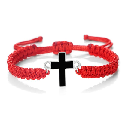 Jesus Cross Braided Bracelet - Handmade Christian Faith Friendship Bangle Jewelry Gift for Women & Men