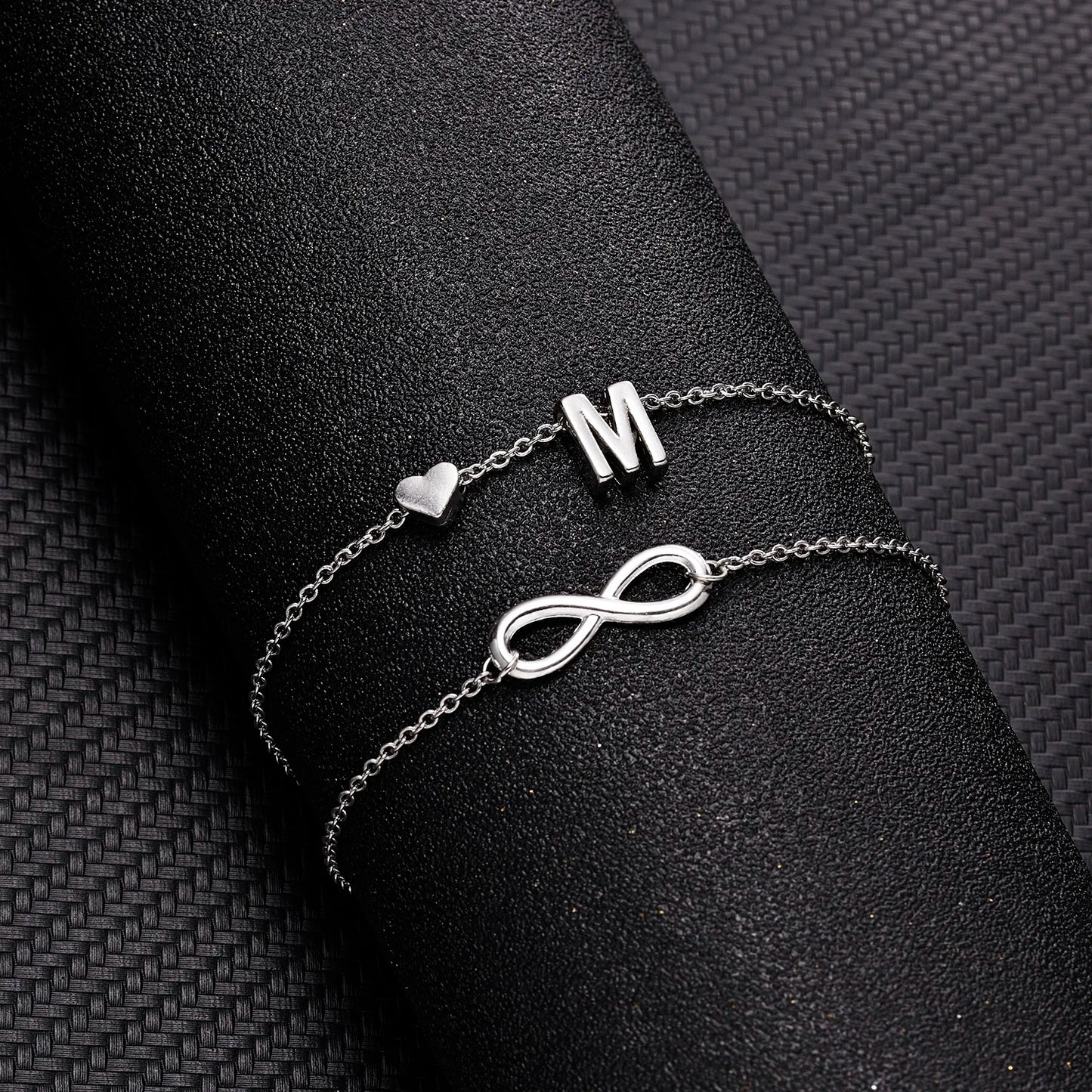 Bohemia A-Z Letter Initial Anklet for Women - Silver Heart Initial Anklet Bracelet, Beach Party & Travel Foot Jewelry