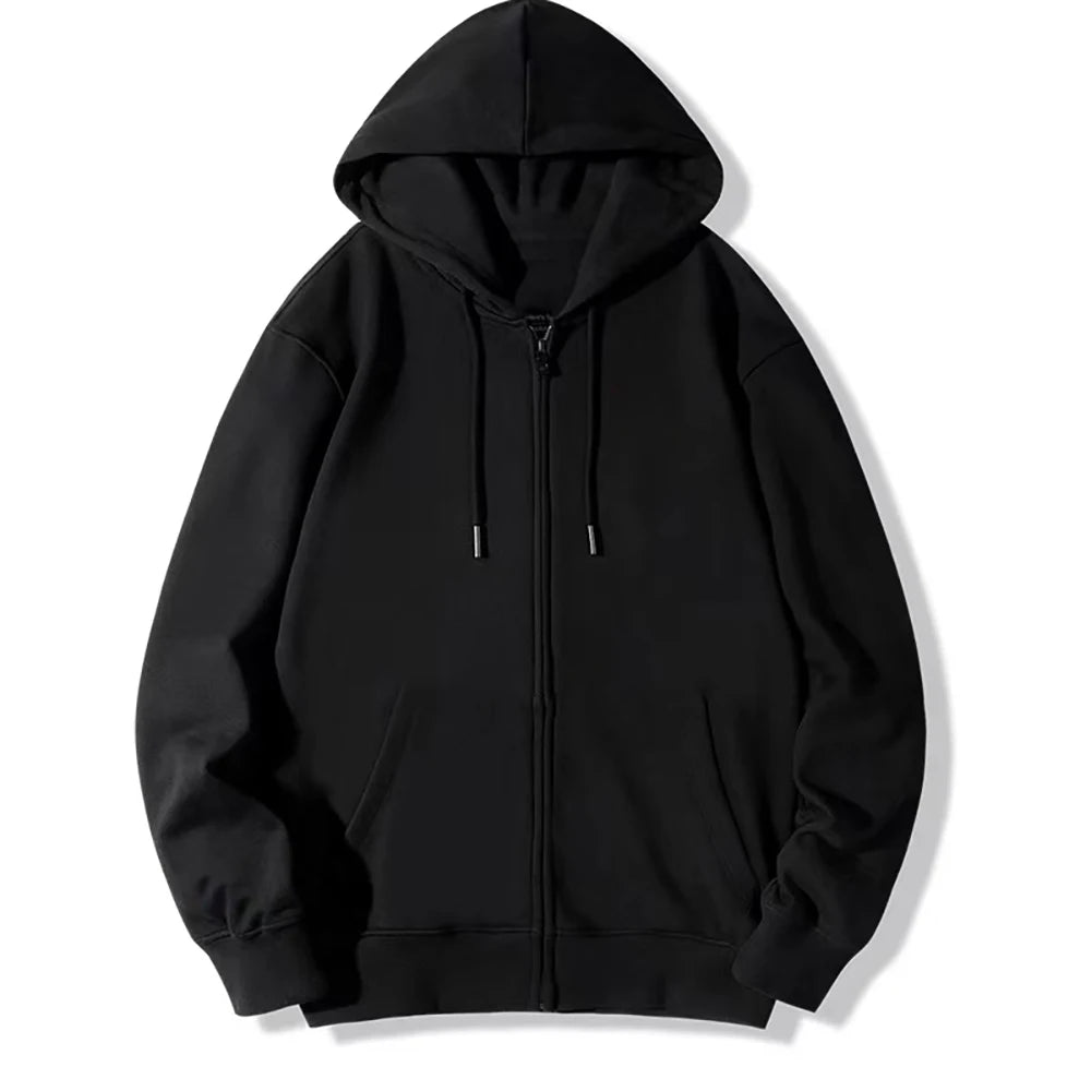 Men's Retro Zip-Up Hoodie – Loose Fit Gothic Harajuku Streetwear Jacket with Long Sleeves – Y2K High Street Style