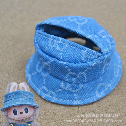 17cm Labubu Doll Clothes – Cowboy Party Outfit with Strap Pants & Fisherman Hat – Only Clothes, Hot Sale