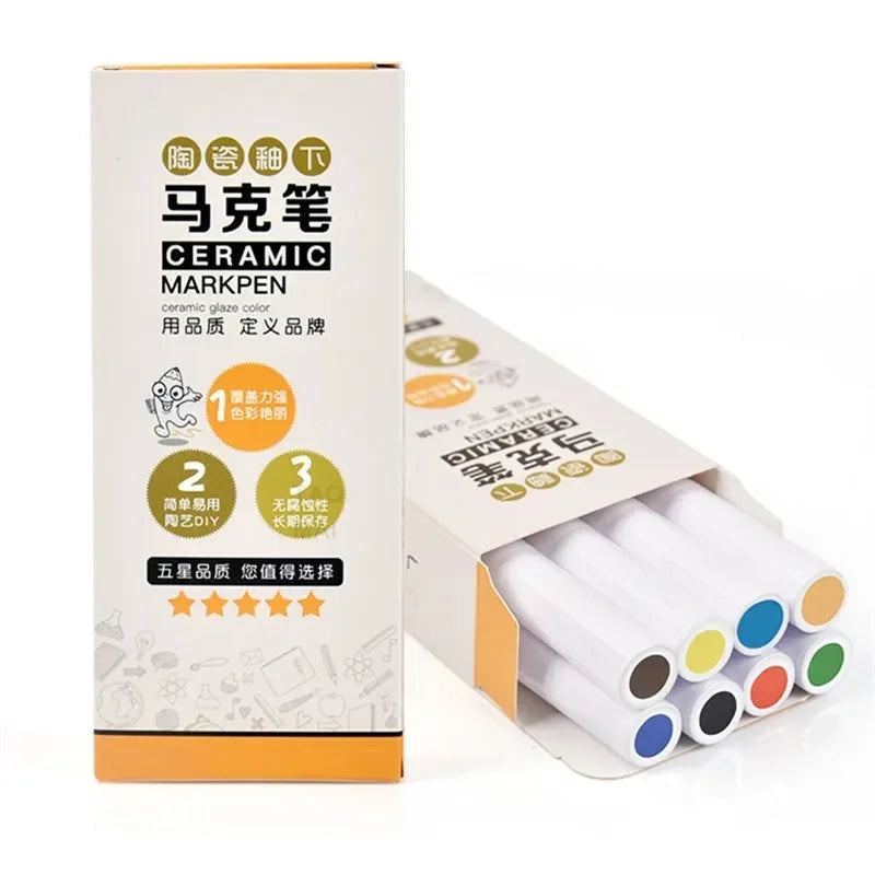 Pottery Underglaze Marker Pen for Ceramic DIY Painting – Pigment Art Dotting Craft Tool for Pottery and Glazing Design Kit