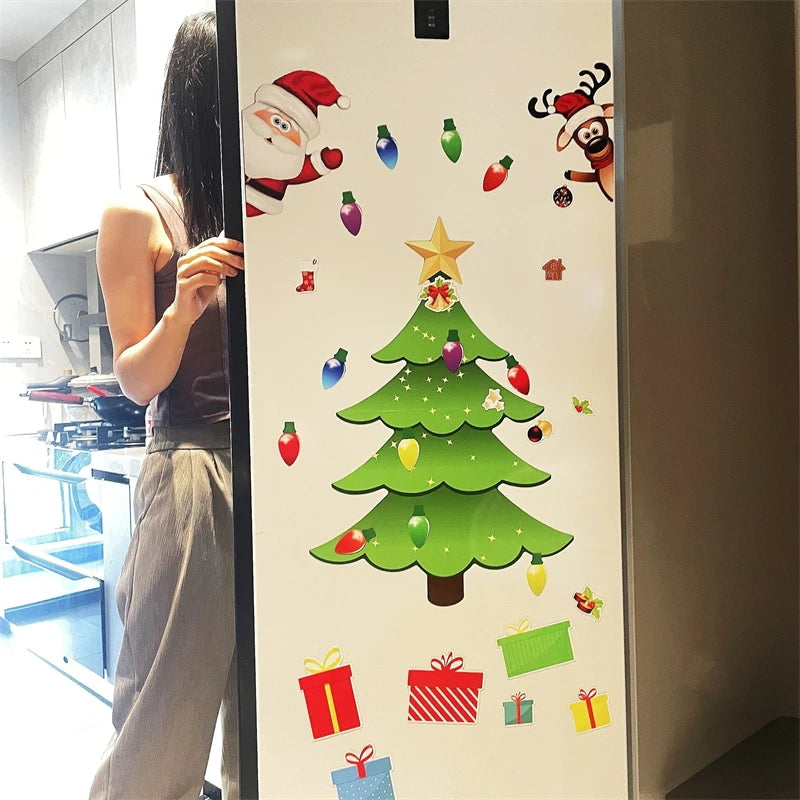 Magnetic Christmas Tree Fridge Decor – Santa & Reindeer Holiday Magnets for Refrigerator & Metal Surfaces