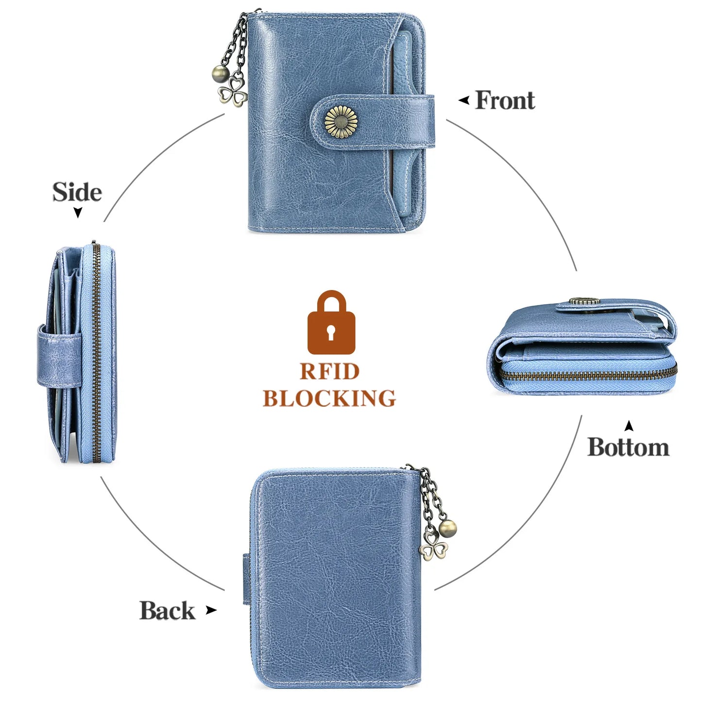 Genuine Leather Short Wallet for Women — Slim Hasp & Zipper Mini Purse, Portable Coin & Card Holder